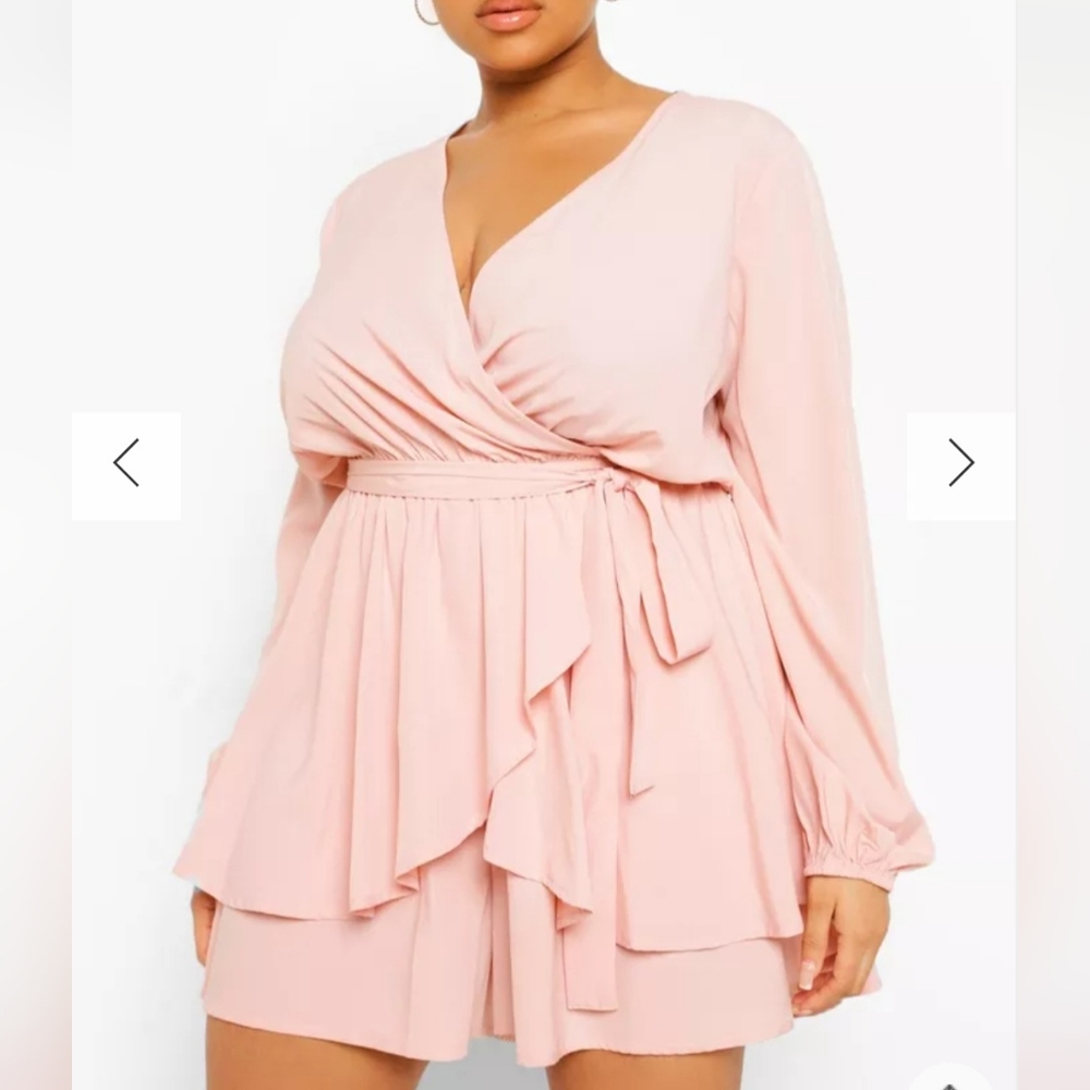 Wrap Front Frill Long Sleeve Romper